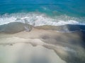 Absolutely empty Petitenget Beach. Bali, Indonesia. Aerial image.