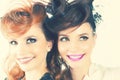 Absolutely Gorgeous Twins Girls with Fashion Make-up and Hairstyle Royalty Free Stock Photo