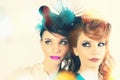 Absolutely Gorgeous Twins Girls with Fashion Make-up and Hairstyle Royalty Free Stock Photo