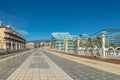 Absolutly empty wide pedestrian street in the tourist resort Playa de las Americas. No tourists, all people are in quarantine. Royalty Free Stock Photo