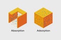Absorption and adsorption comparison science chemistry Royalty Free Stock Photo