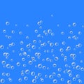 Absract Flat water Bubbles Isolated on the blue Background.