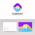 Absract N letter in rhomb logo icon. Fun company logo sign vector design.