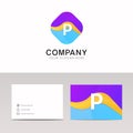 Absract P letter in rhomb logo icon. Fun company logo sign