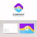 Absract Q letter in rhomb logo icon. Fun company logo sign vector design.