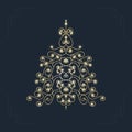 Absrtact floral christmas tree background. Royalty Free Stock Photo