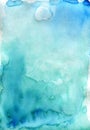 Absrtact soft watercolor backgraund. Hand painted light watercolor blue sky and clouds art, turquoise vibrant paper texture