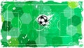 Abstact background with soccer ball, soccer field, football, grungy frame, paint strokes and splashes, free copy space Royalty Free Stock Photo