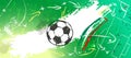 Abstact background with soccer/football, with paint strokes and splashes, grungy, copy space Royalty Free Stock Photo