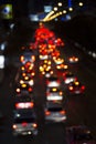 Abstact blur bokeh traffic jam on road in the city