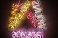 Abstact colorful neon signs with a violence word on dark bagckround. Royalty Free Stock Photo