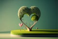 Abstact 3d render spring scene and Natural podium background. Generative AI