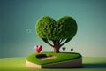 Abstact 3d render spring scene and Natural podium background. Generative AI
