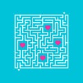 Abstact square labyrinth. Educational game for kids. Puzzle for children. Maze conundrum. Find the right path. Vector illustration