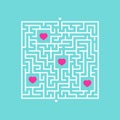 Abstact square labyrinth. Educational game for kids. Puzzle for children. Maze conundrum. Find the right path. Vector illustration