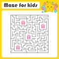 Abstact square labyrinth. Educational game for kids. Puzzle for children. Maze conundrum. Find the right path. Vector illustration