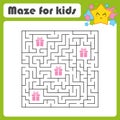 Abstact square labyrinth. Educational game for kids. Puzzle for children. Maze conundrum. Find the right path. Vector illustration