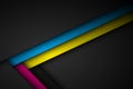 Abstact vector background with lines in cmyk colors. Triangle overlap layers on black background Royalty Free Stock Photo