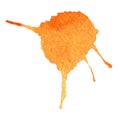 Abstarct and drawn watercolor paint orange blot isolated