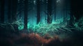 abstarct glowing branch of tree formed pine forest concept imagine halloween sci fi fairy tales background
