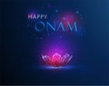 Abstarct red and purple flower. Happy Onam template.