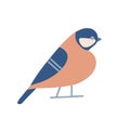 Abstarct titmouse bird . Freehand isolated element. Vector flat Illustration. Only 5 colors - Easy to recolor.
