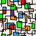 Seamless pattern with hand drawn rectangles. Vector illustration. Royalty Free Stock Photo