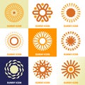 Abstrac sun logo icon set in linear style.