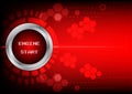 Abstrack button engine start technology on red background