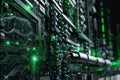 abstracl background showing green elecronic circuits artificial intelligence concept Royalty Free Stock Photo