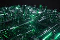 abstracl background showing green elecronic circuits artificial intelligence concept Royalty Free Stock Photo