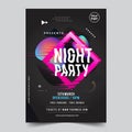 Black Night abstract glitch party music night poster template.