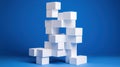 Abstract 3d rendering of white cubes on blue background. Creative concept. Generative AI Royalty Free Stock Photo