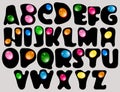 Abstract ABC,black alphabet with color drops