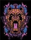Purple Pink Panda Robot Warrior Head With Sacred Geometry Background For Poster And Tshirt