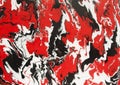 Abstract acrylic fluid art painting in white, black and red colours 2 Royalty Free Stock Photo