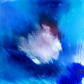 Abstract acrylic modern contemporary white form on blue