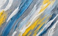 Abstract acrylic paint background in blue, grey, white and yellow tones. Royalty Free Stock Photo