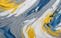 Abstract acrylic paint background in blue, grey, white and yellow tones. Royalty Free Stock Photo