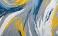 Abstract acrylic paint background in blue, grey, white and yellow tones. Royalty Free Stock Photo