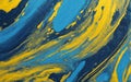 Abstract acrylic paint background in blue and yellow tones. Royalty Free Stock Photo