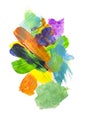 Abstract acrylic paint stain texture and watercolor splash. Hand drawing colorful acrylic splatter isolated on white. Royalty Free Stock Photo