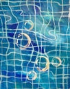 Bubbles and pool tile acrylic painting