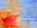 Abstract acrylic painting in blue and red colors Royalty Free Stock Photo