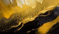 Abstract acrylic painting on canvas, Close up black and gold background. Oil paint texture with brush strokes Royalty Free Stock Photo