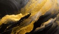 Abstract acrylic painting, Close up black and gold background. Oil paint texture with brush strokes Royalty Free Stock Photo