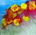 Abstract acrylic square wildflowers floral painting intense colors