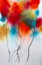 Abstract acrylic wildflowers floral painting on white balloons