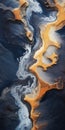 Abstract Aerial Painting: River In Black And Orange