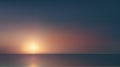 Abstract aerial panoramic view of sunrise over ocean. Nothing but blue bright sky and deep dark water. Beautiful serene scene.